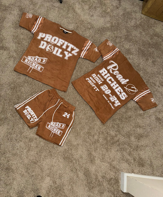 Brown and white acid wash sets